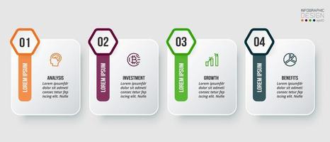 concepto de negocio de plantilla infográfica con paso. vector