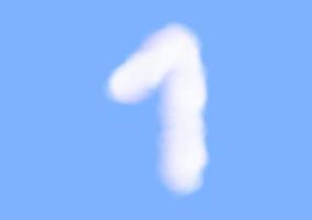 number one font shape in cloud vector on blue sky background