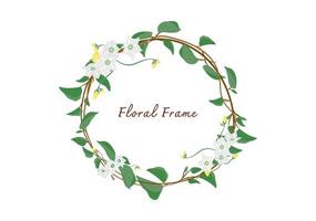 bread vallaris flower crown floral frame vector isolated on white background