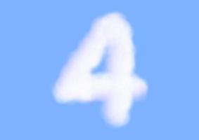 number four font shape in cloud vector on blue sky background