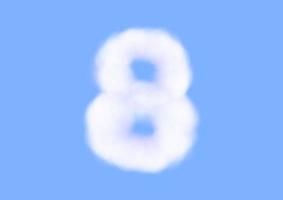 number eight font shape in cloud vector on blue sky background