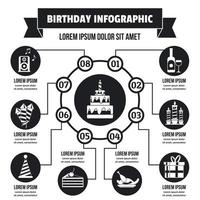 concepto infográfico de feliz cumpleaños, estilo simple vector