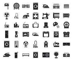 conjunto de iconos de electrodomésticos, estilo simple vector