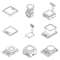 Weigh scales icons set vector outine