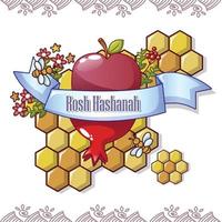 Rosh hashanah concept background, cartoon style vector