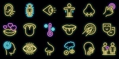 Senses icons set vector neon