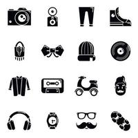 Conjunto de iconos de símbolos hipster, estilo simple vector