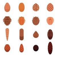 Pine cone icons set, isometric style vector