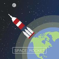 Space rocket concept background, flat style vector