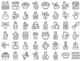 Olive oil icons set outline vector. Tree food vector