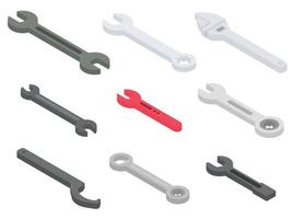 Wrench icons set, isometric style vector