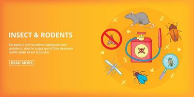 Insect rodents banner horizontal, cartoon style vector