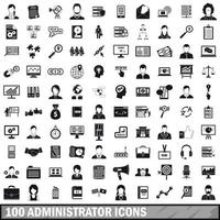 100 administrator icons set, simple style vector