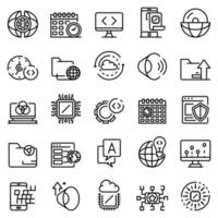 Operating system icons set, outline style vector