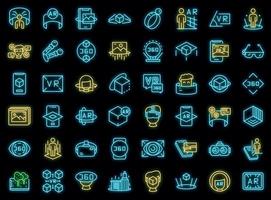 Augmented reality icons set vector neon