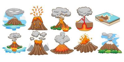 Volcano vector set collection graphic clipart design