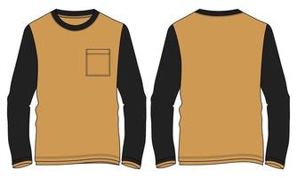 plantilla de ilustración de vector de camiseta de manga larga de dos tonos de color