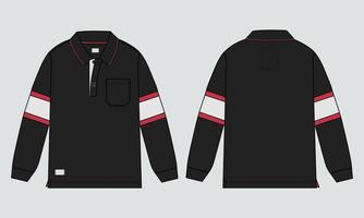 Long sleeve polo shirt vector illustration Black Color Template