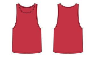 Tank tops Technical fashion flat sketch vector Red color illustration template