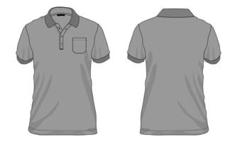 Short sleeve polo shirt Technical fashion flat sketch vector illustration grey Color template