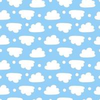 Clouded Seamless vector pattern isolated on sky blue background.