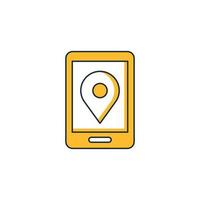 teléfono inteligente con icono de pin gps vector