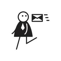 businessman with mail stick figure illustration vector