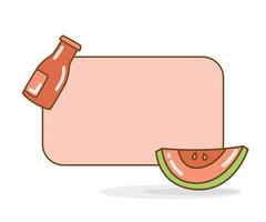 blank memo note with watermelon juice icon illustration vector