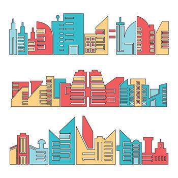 paisaje urbano de la ciudad y la construcción del horizonte ilustración vectorial vector