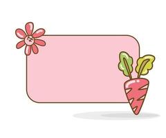 blank memo note with carrot and flower icon illustration vector