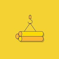 crane hook with pipeline icon on yellow background vector