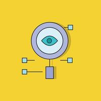 magnifier glass and eye scan icon on yellow background vector