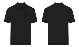 Short sleeve polo shirt vector illustration black color template