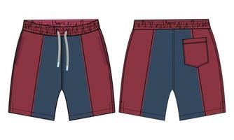 Boys Sweat Shorts Pant fashion flat sketch vector illustration template.