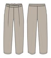 Regular fit pajama pant flat Style vector illustration khaki Color template for ladies