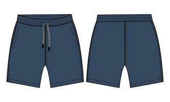 Boys Sweat Shorts Pant fashion flat sketch vector illustration navy blue Color template.
