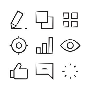 conjunto de iconos de interfaz web dibujados a mano vector