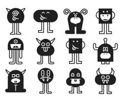 iconos de monstruos de dibujos animados vector