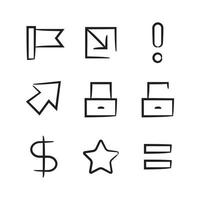 hand drawn web interface icons set vector