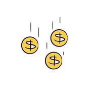 falling dollar coins icon illustration vector