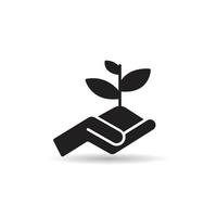 hand holding seed plant icon vector