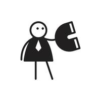 businessman holding magnet stick figure illustration vector