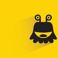 cute monster character with shadow on yellow background vector