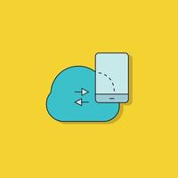 cloud sync with smartphone icon on yellow background vector