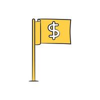 dollar flag pole icon vector