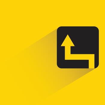 up side arrow button with shadow on yellow background vector