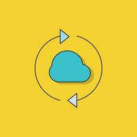 icono de copia de seguridad en la nube sobre fondo amarillo vector