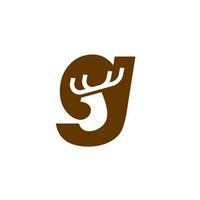 letra g con el logotipo del icono de la cabeza de ciervo vector