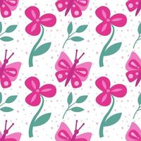 Seamless pattern with flowers and butterflies, abstract repeating pattern.For paper, cover, fabric, textiles, gift wrapping, advertising, wall art, interior decor. Vector illustration of fashion.