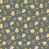 Seamless pattern with cute angels and stars. vector